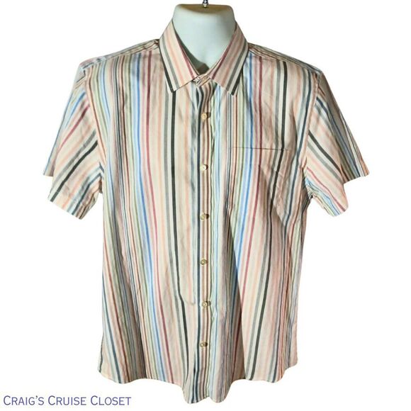 Banana Republic Other - Banana Republic Short-Sleeved Casual Multi-Colored Striped Shirt – Men's Large